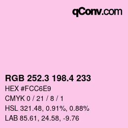 カラーコード: RGB 252.3 198.4 233 | qconv.com