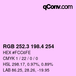カラーコード: RGB 252.3 198.4 254 | qconv.com