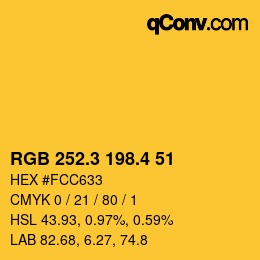 カラーコード: RGB 252.3 198.4 51 | qconv.com