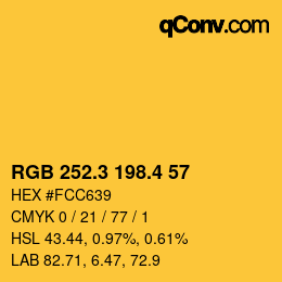 カラーコード: RGB 252.3 198.4 57 | qconv.com
