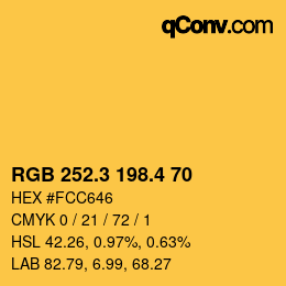 カラーコード: RGB 252.3 198.4 70 | qconv.com