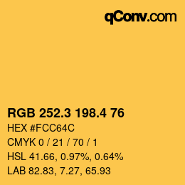 カラーコード: RGB 252.3 198.4 76 | qconv.com