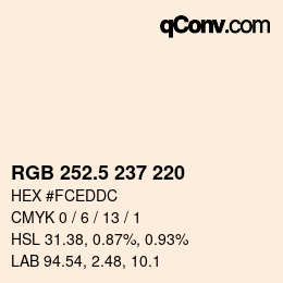 Farbcode: RGB 252.5 237 220 | qconv.com