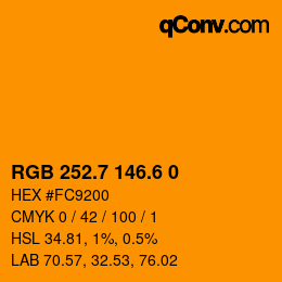 カラーコード: RGB 252.7 146.6 0 | qconv.com