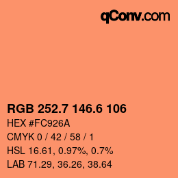 カラーコード: RGB 252.7 146.6 106 | qconv.com