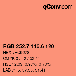 カラーコード: RGB 252.7 146.6 120 | qconv.com