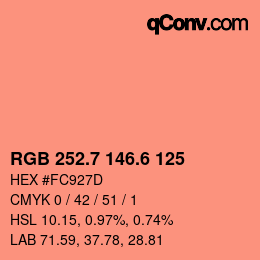 カラーコード: RGB 252.7 146.6 125 | qconv.com