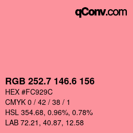 カラーコード: RGB 252.7 146.6 156 | qconv.com