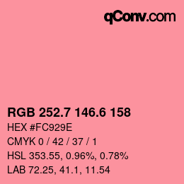 カラーコード: RGB 252.7 146.6 158 | qconv.com