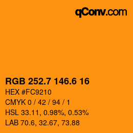 カラーコード: RGB 252.7 146.6 16 | qconv.com