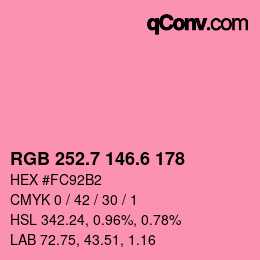 カラーコード: RGB 252.7 146.6 178 | qconv.com
