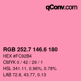 カラーコード: RGB 252.7 146.6 180 | qconv.com