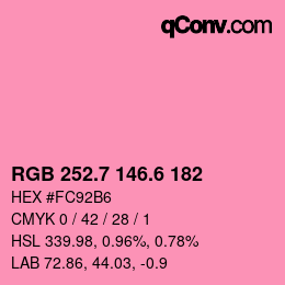カラーコード: RGB 252.7 146.6 182 | qconv.com