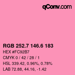 カラーコード: RGB 252.7 146.6 183 | qconv.com