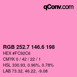 カラーコード: RGB 252.7 146.6 198 | qconv.com