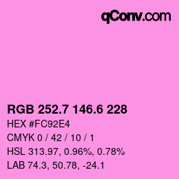 カラーコード: RGB 252.7 146.6 228 | qconv.com