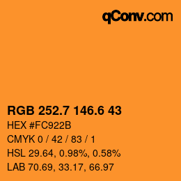 カラーコード: RGB 252.7 146.6 43 | qconv.com