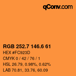 カラーコード: RGB 252.7 146.6 61 | qconv.com