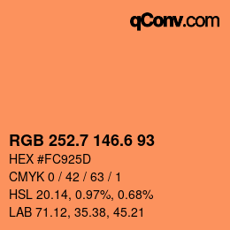 カラーコード: RGB 252.7 146.6 93 | qconv.com