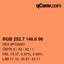 カラーコード: RGB 252.7 146.6 96 | qconv.com