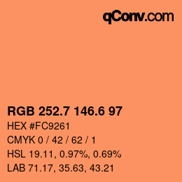 カラーコード: RGB 252.7 146.6 97 | qconv.com