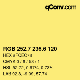 カラーコード: RGB 252.7 236.6 120 | qconv.com