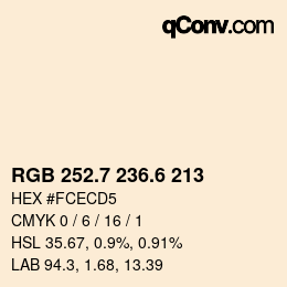 カラーコード: RGB 252.7 236.6 213 | qconv.com