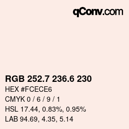 カラーコード: RGB 252.7 236.6 230 | qconv.com