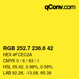 カラーコード: RGB 252.7 236.6 42 | qconv.com