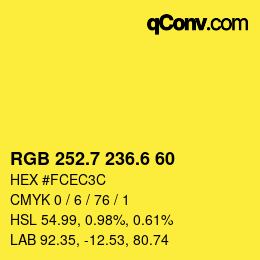 カラーコード: RGB 252.7 236.6 60 | qconv.com