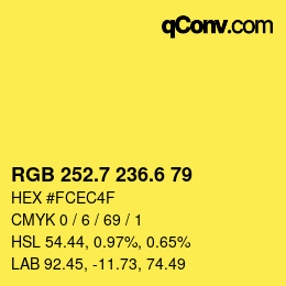 カラーコード: RGB 252.7 236.6 79 | qconv.com