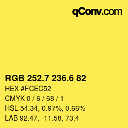 カラーコード: RGB 252.7 236.6 82 | qconv.com