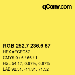 カラーコード: RGB 252.7 236.6 87 | qconv.com
