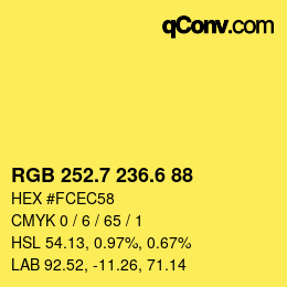 カラーコード: RGB 252.7 236.6 88 | qconv.com