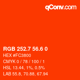 カラーコード: RGB 252.7 56.6 0 | qconv.com