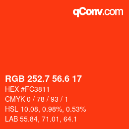 カラーコード: RGB 252.7 56.6 17 | qconv.com