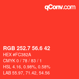 カラーコード: RGB 252.7 56.6 42 | qconv.com