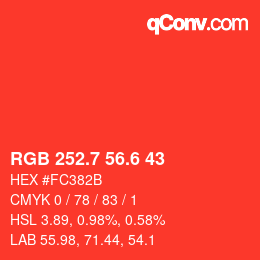 カラーコード: RGB 252.7 56.6 43 | qconv.com