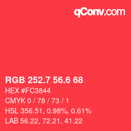 カラーコード: RGB 252.7 56.6 68 | qconv.com