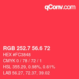 カラーコード: RGB 252.7 56.6 72 | qconv.com