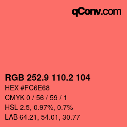 Color code: RGB 252.9 110.2 104 | qconv.com