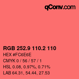 カラーコード: RGB 252.9 110.2 110 | qconv.com