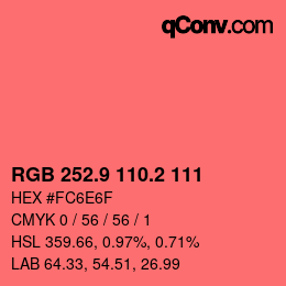 カラーコード: RGB 252.9 110.2 111 | qconv.com
