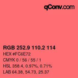 カラーコード: RGB 252.9 110.2 114 | qconv.com