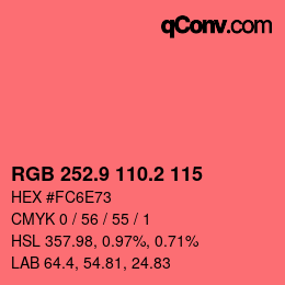 カラーコード: RGB 252.9 110.2 115 | qconv.com