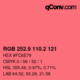 カラーコード: RGB 252.9 110.2 121 | qconv.com