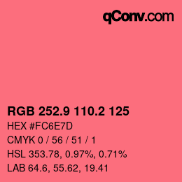 カラーコード: RGB 252.9 110.2 125 | qconv.com