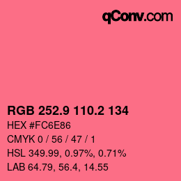 カラーコード: RGB 252.9 110.2 134 | qconv.com