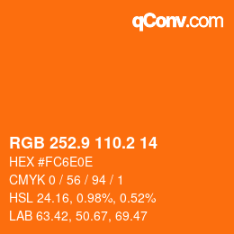 Color code: RGB 252.9 110.2 14 | qconv.com