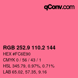 カラーコード: RGB 252.9 110.2 144 | qconv.com